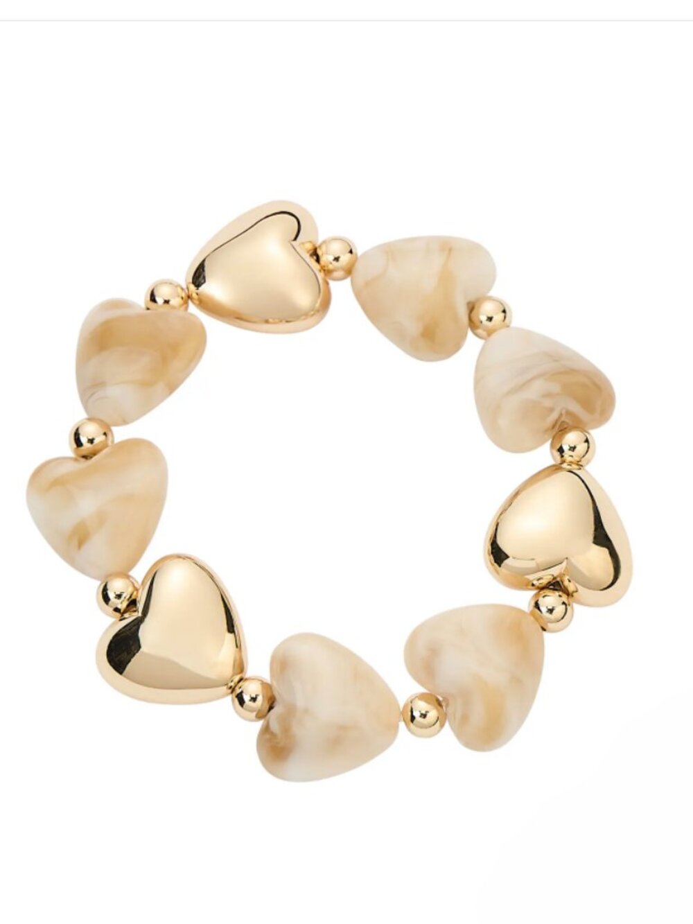 Park Lane Jolene Bracelet Heart Gold Cream Marbled Resin Stretch NIB